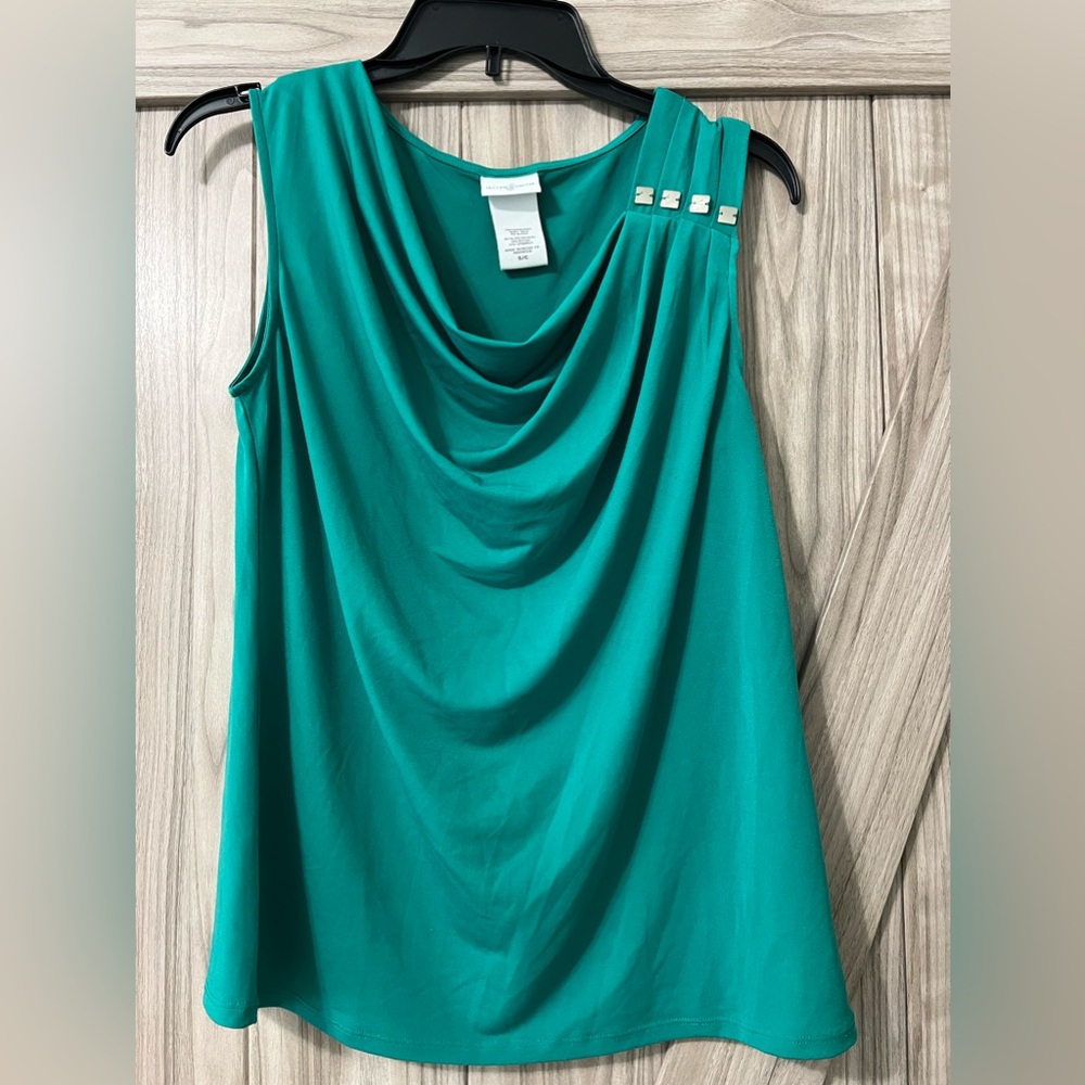 Emerald Green Drape Neck Top by Jaclyn Smith Sz S